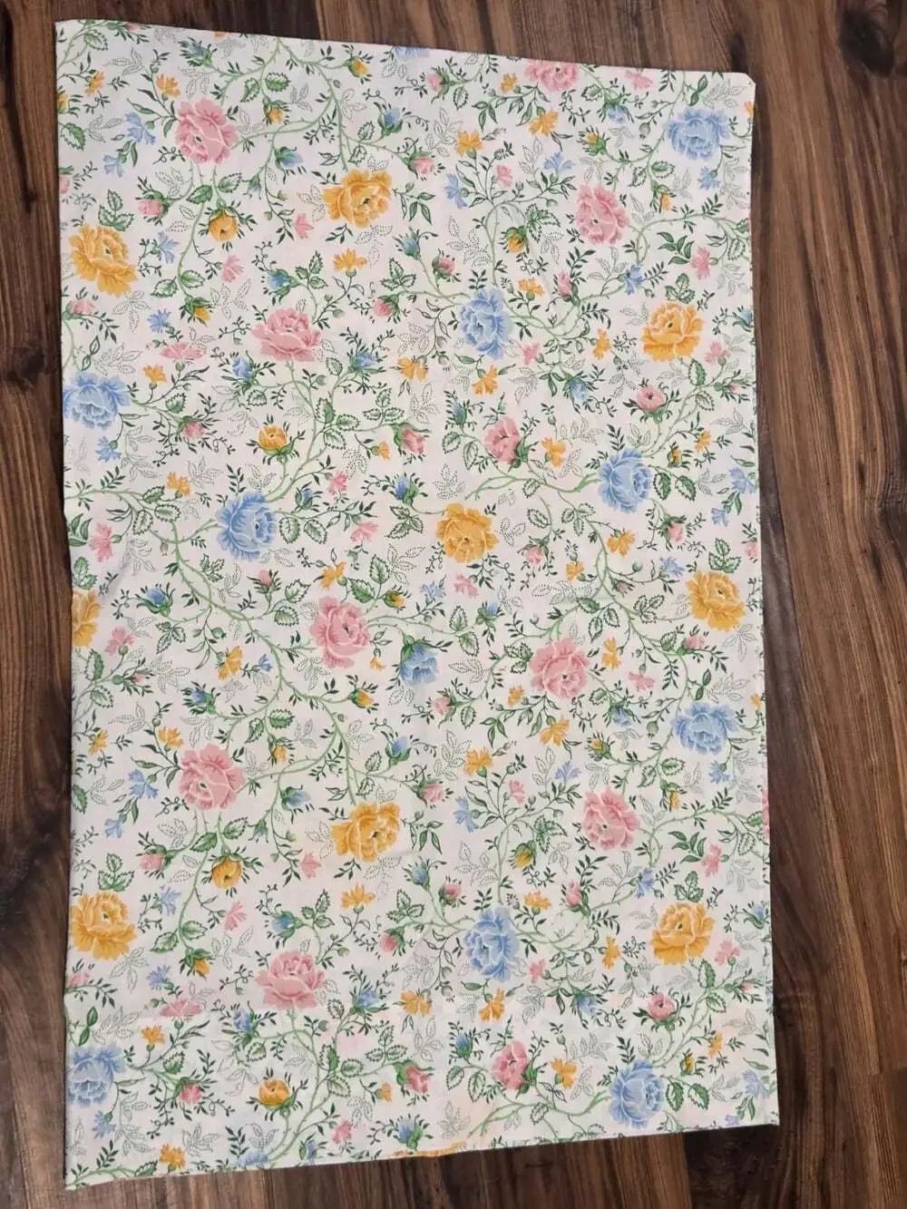 Vtg Shabby Chic Floral Flat Sheet & Pillowcase Set Cottagecore English Rose